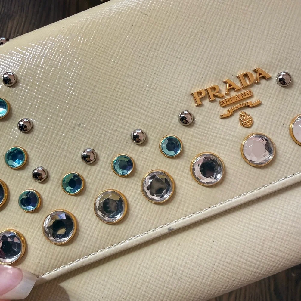 Prada Gold Crystal Embellished Clutch (can be converted into a cross body bag) - Picture 7 of 8